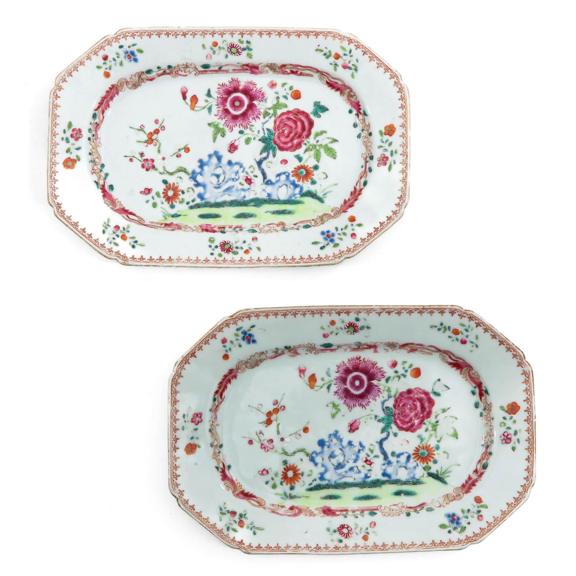 A Pair of Famille Rose Serving Trays