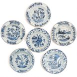 A Series of 6 Blue and White Plates