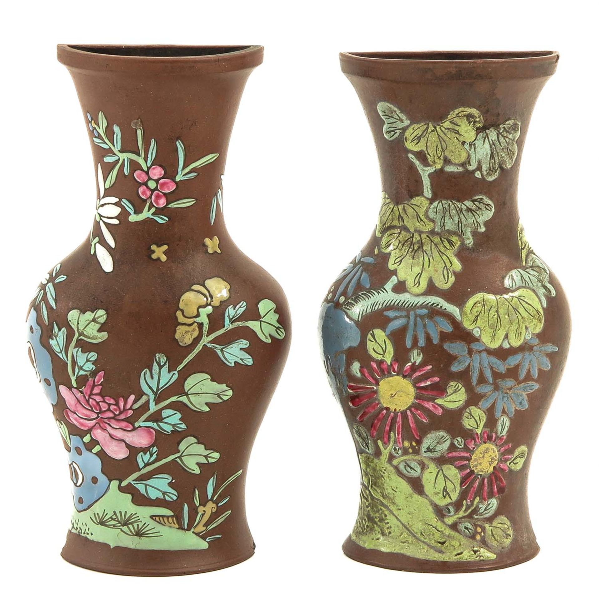 A Pair of Yixing Wall Vases