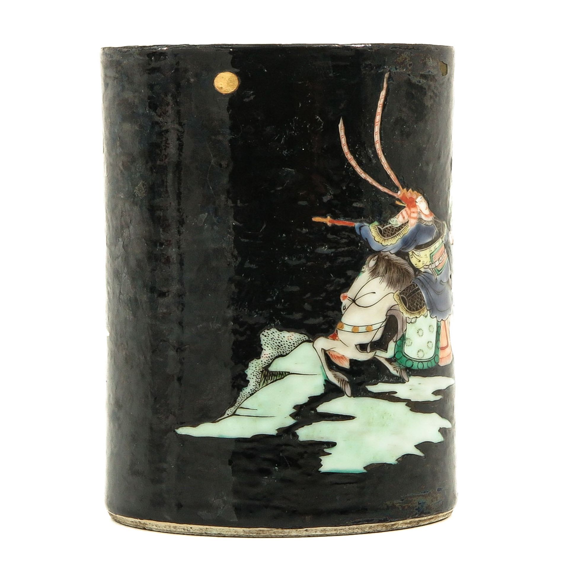 A Famille Noir Brush Pot - Image 3 of 9