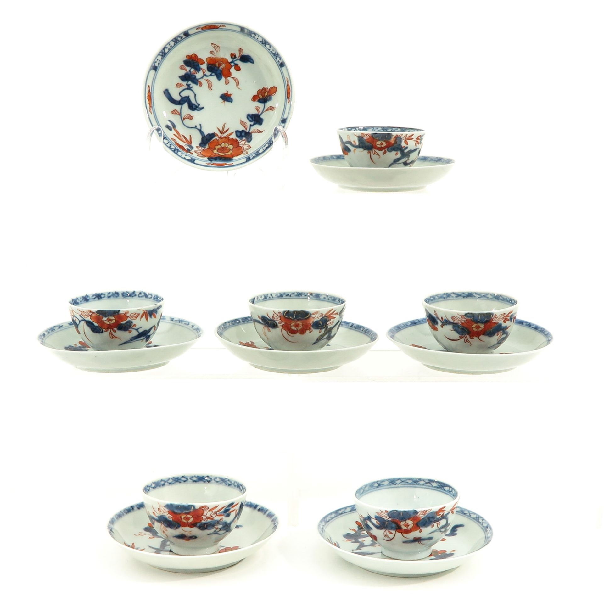 A Collection of Imari Cups and Saucers