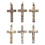 A Collection of 6 Silver Nun Crosses
