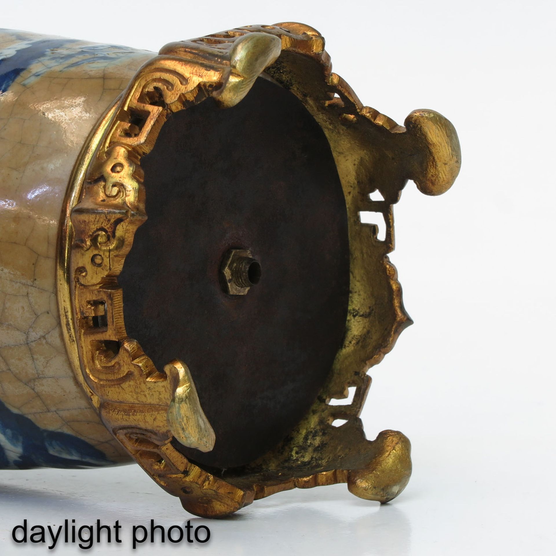 A Brown and Blue Glaze Lamp - Image 8 of 9