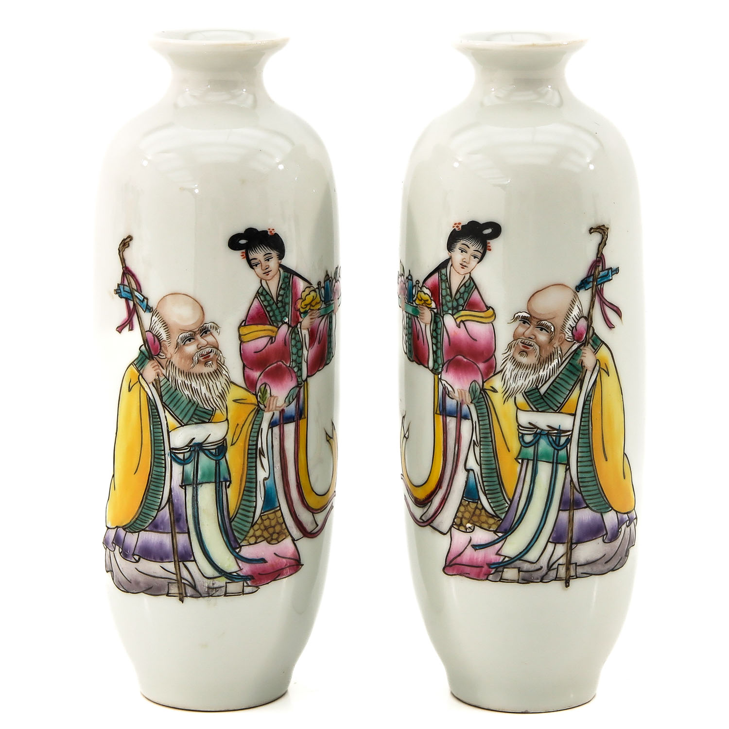 A Pair of Famille Rose Vases