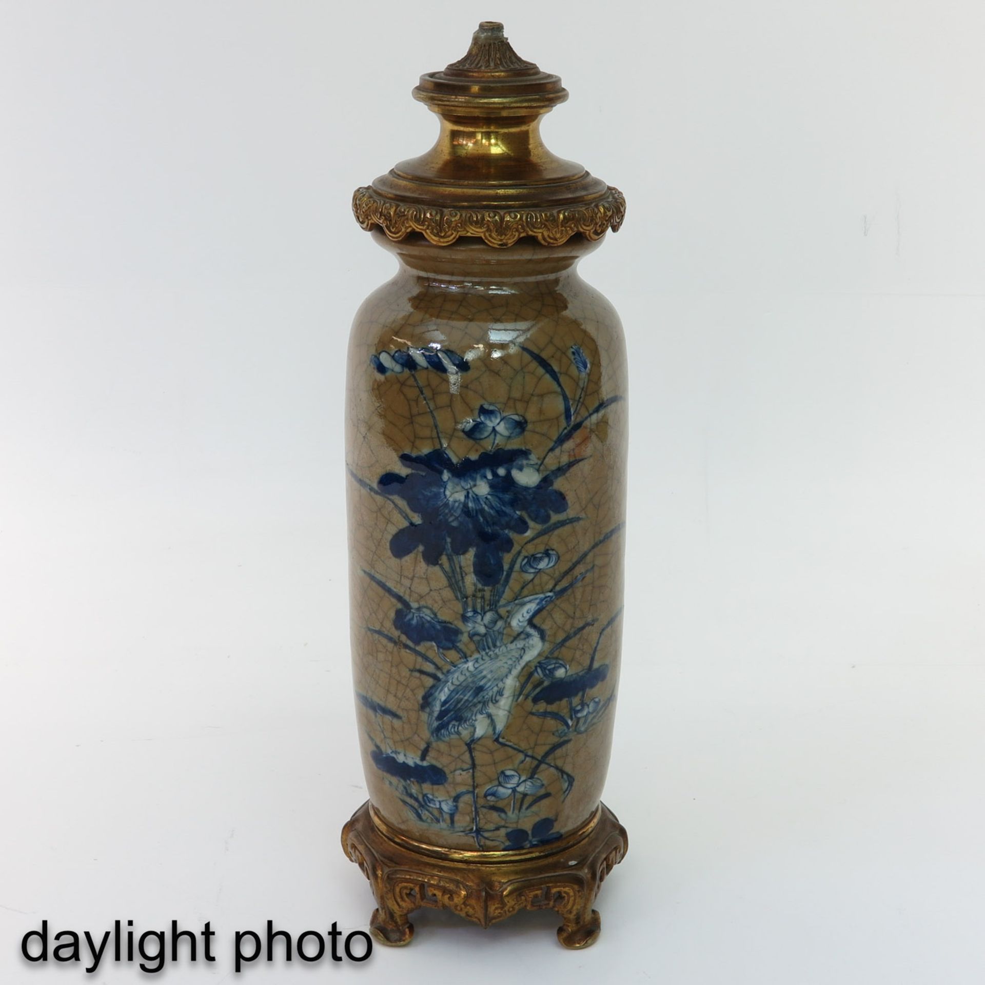 A Brown and Blue Glaze Lamp - Image 7 of 9