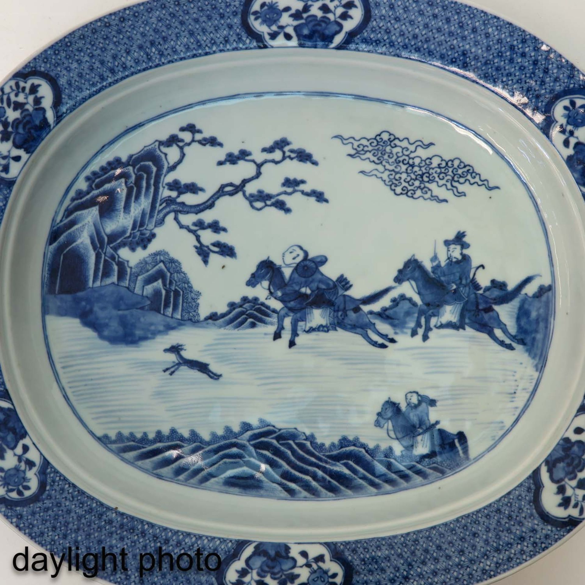 A Blue and White Serving Dish with Strainer - Image 9 of 9