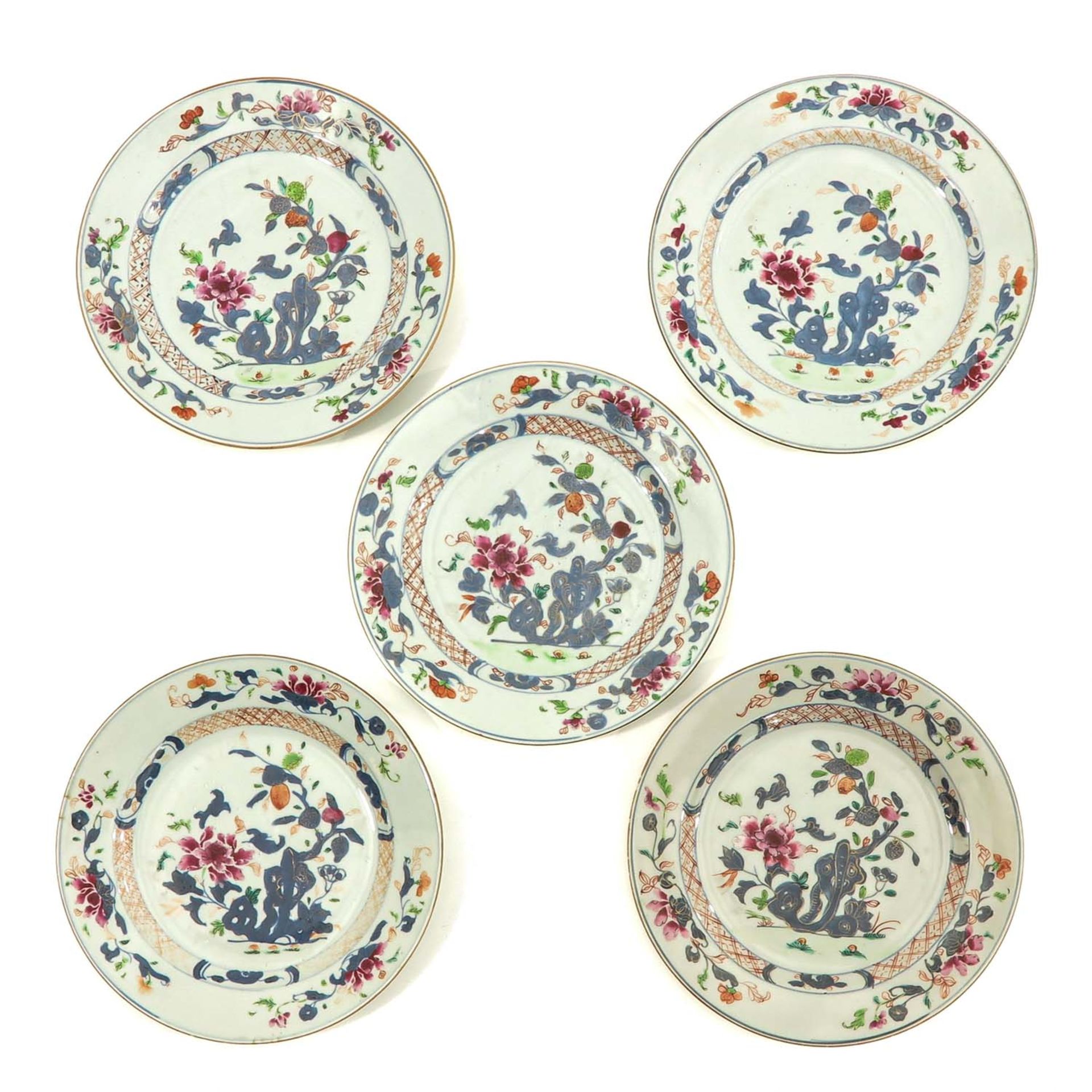 A Series of 5 Famille Rose Plates