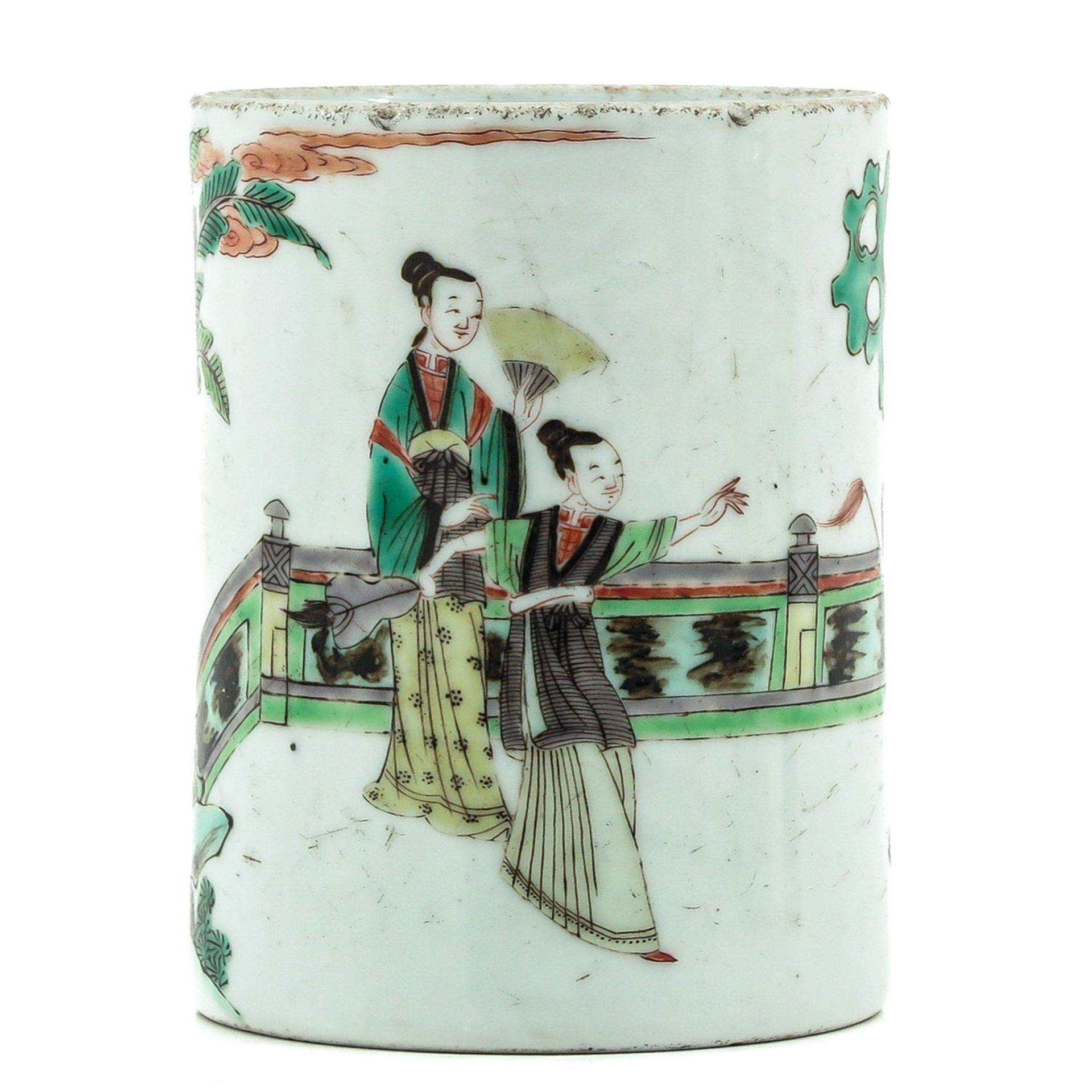 A Famille Verte Brush Pot - Image 4 of 9