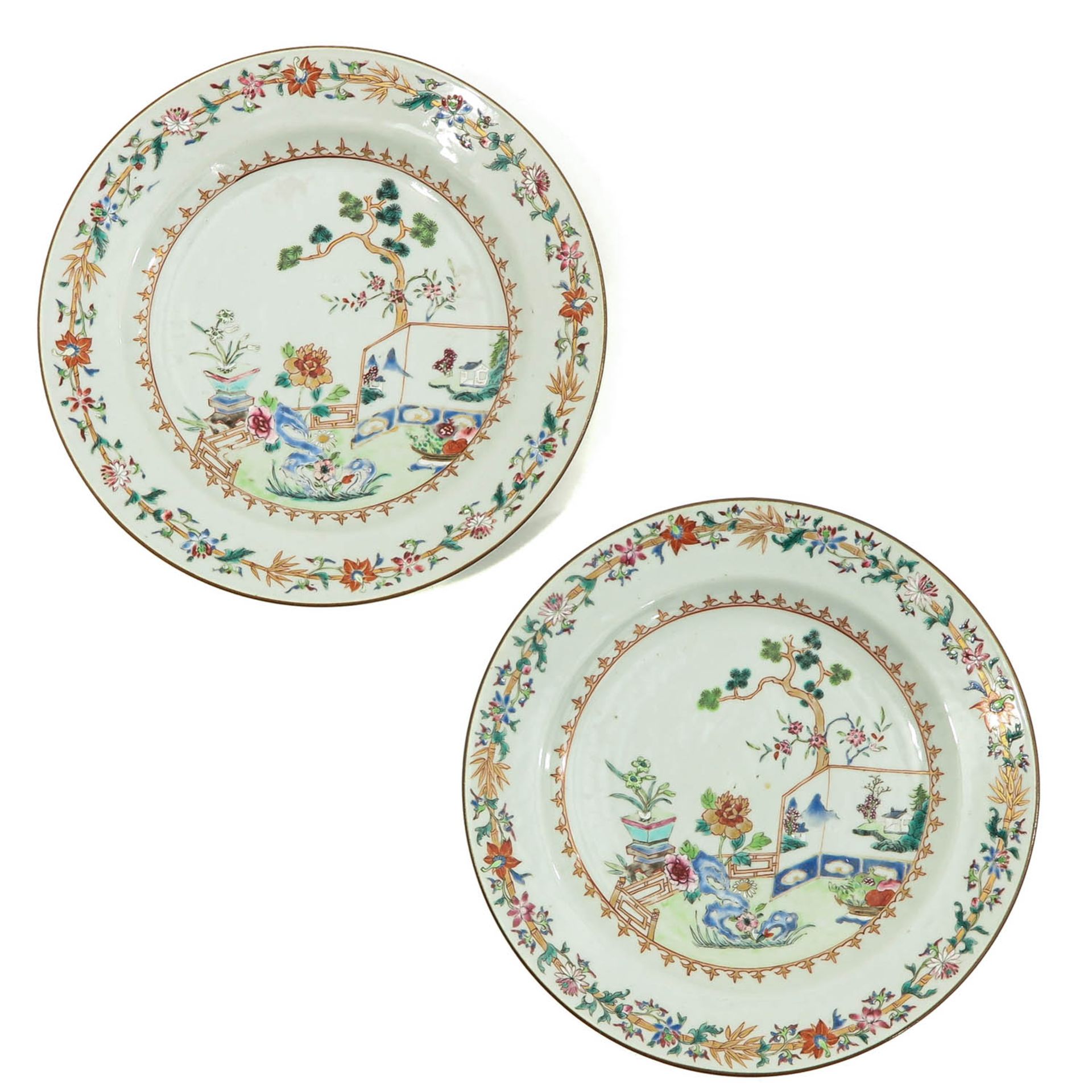 A Pair of Famille Rose Plates