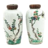 A Pair of Famille Verte Vases