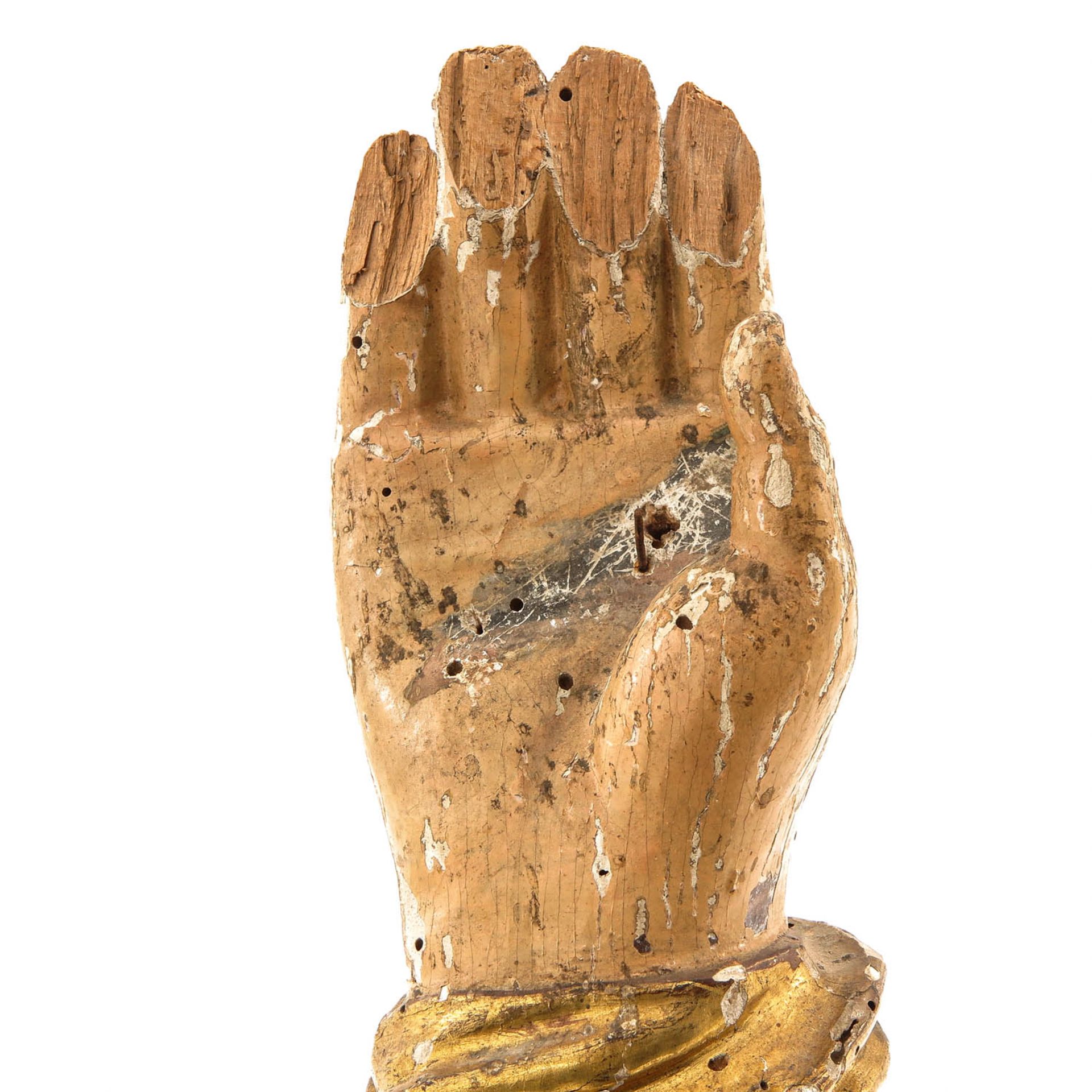 A Carved Wood Hand Relic Holder - Bild 8 aus 10