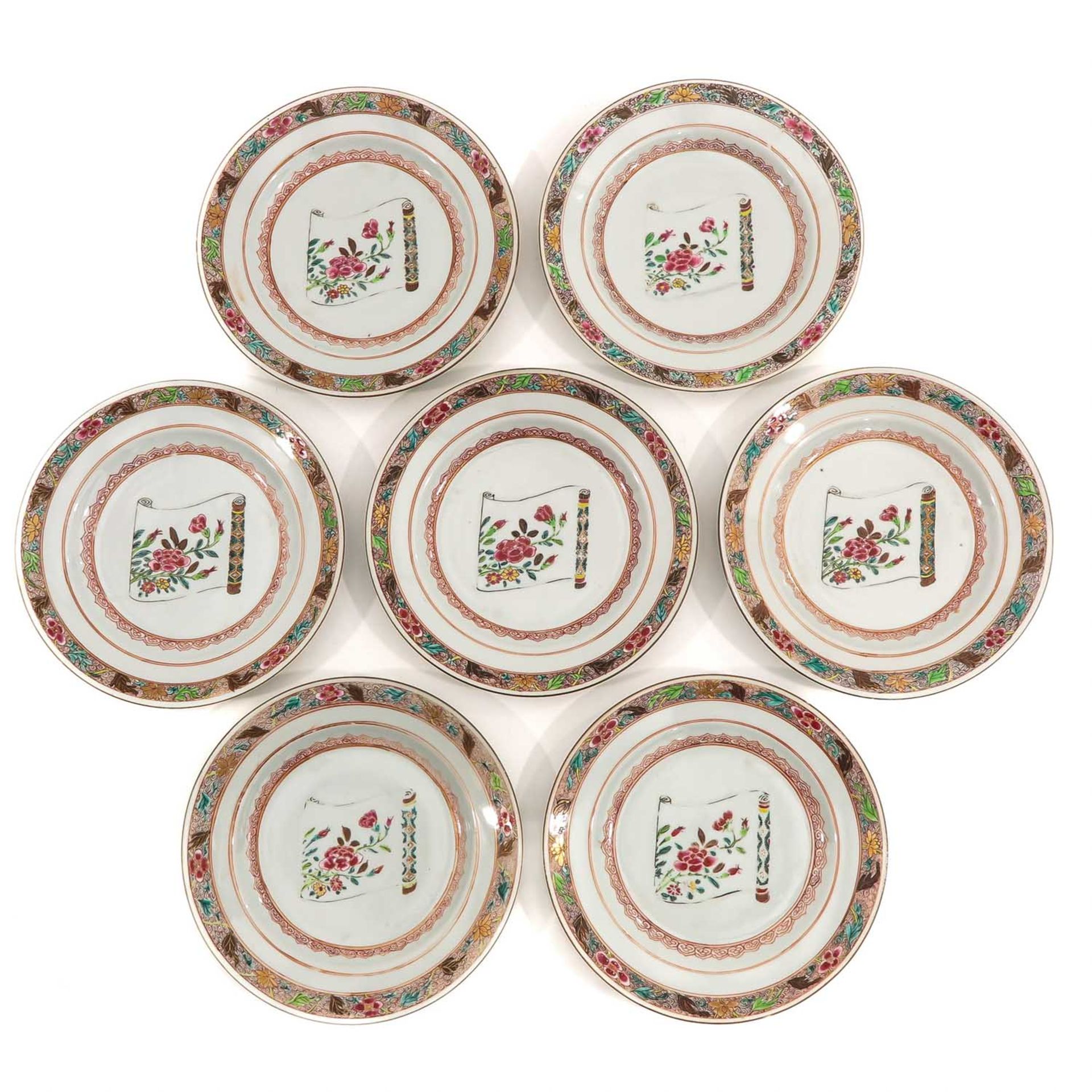 A Series of 7 Famille Rose Plates
