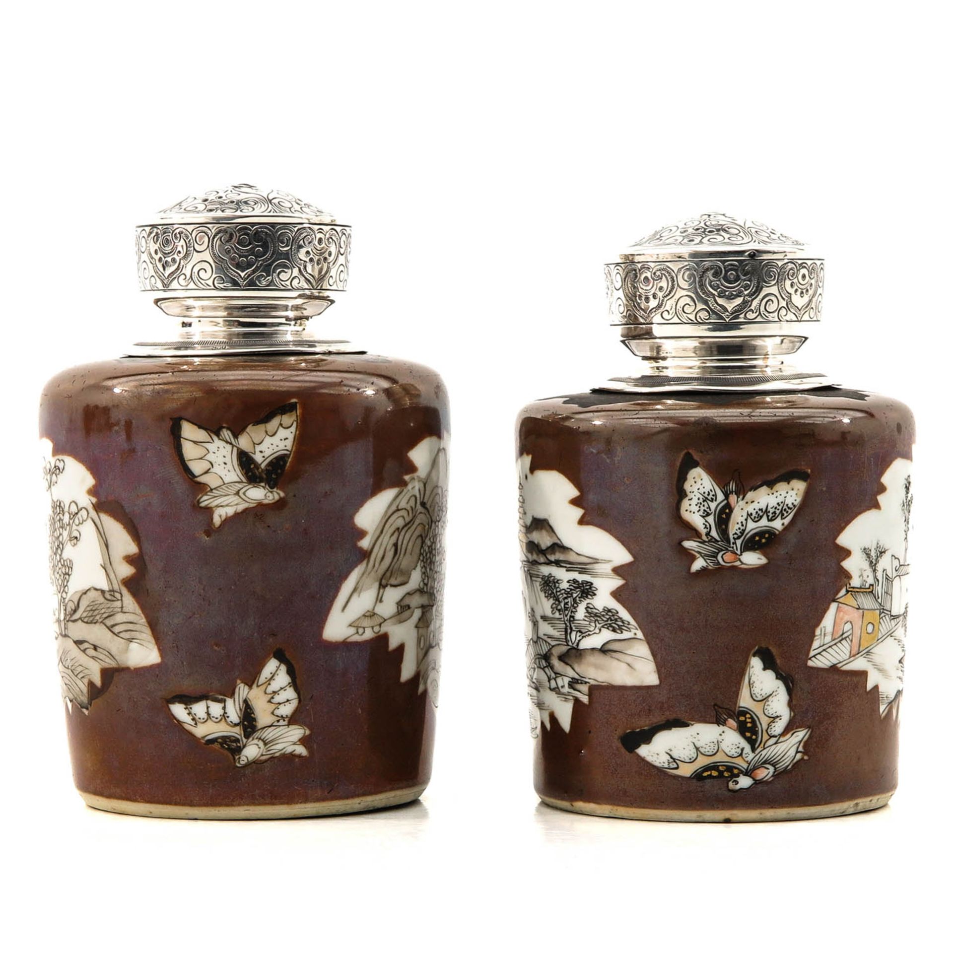 A Pair of Tea Boxes with Silver Tops - Image 2 of 10