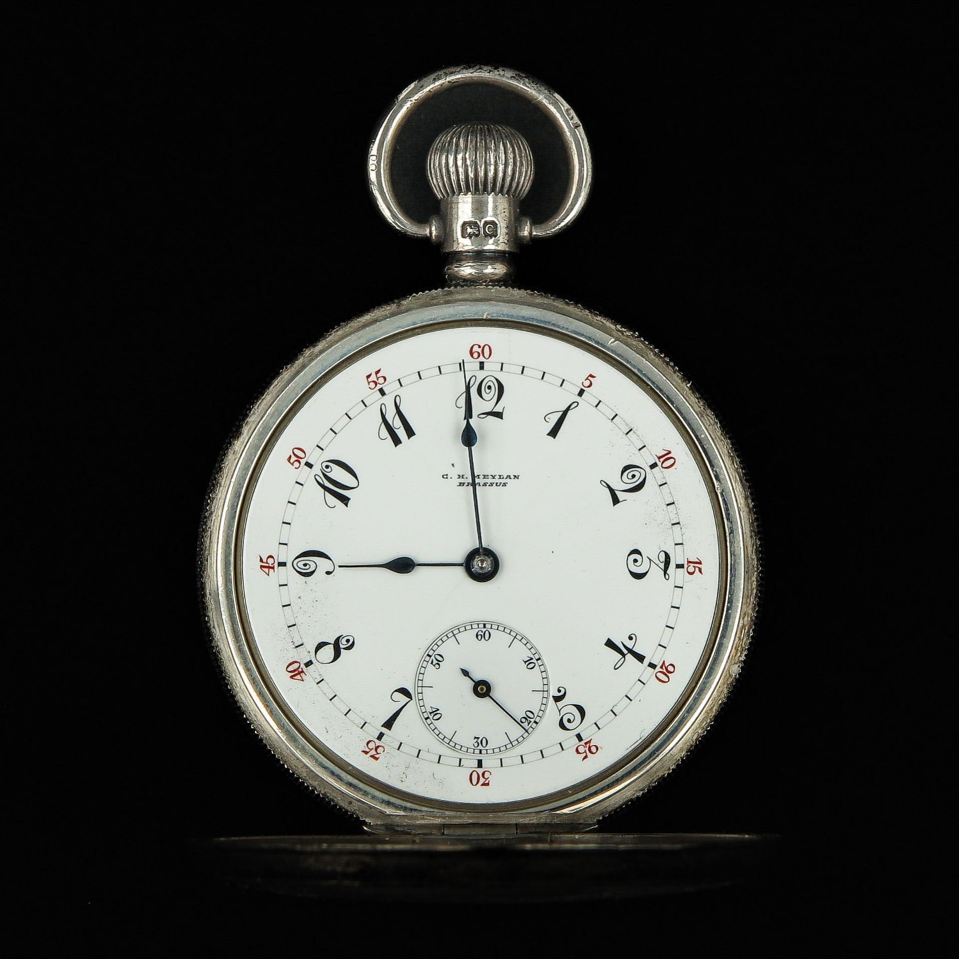 A Silver Pocket Watch Signed G.H. Meylan - Image 3 of 7