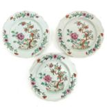 A Series of 3 Famille Rose Plates