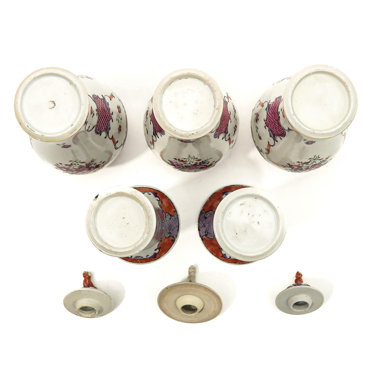 A 5 Piece Famille Rose Garniture Set - Image 6 of 10