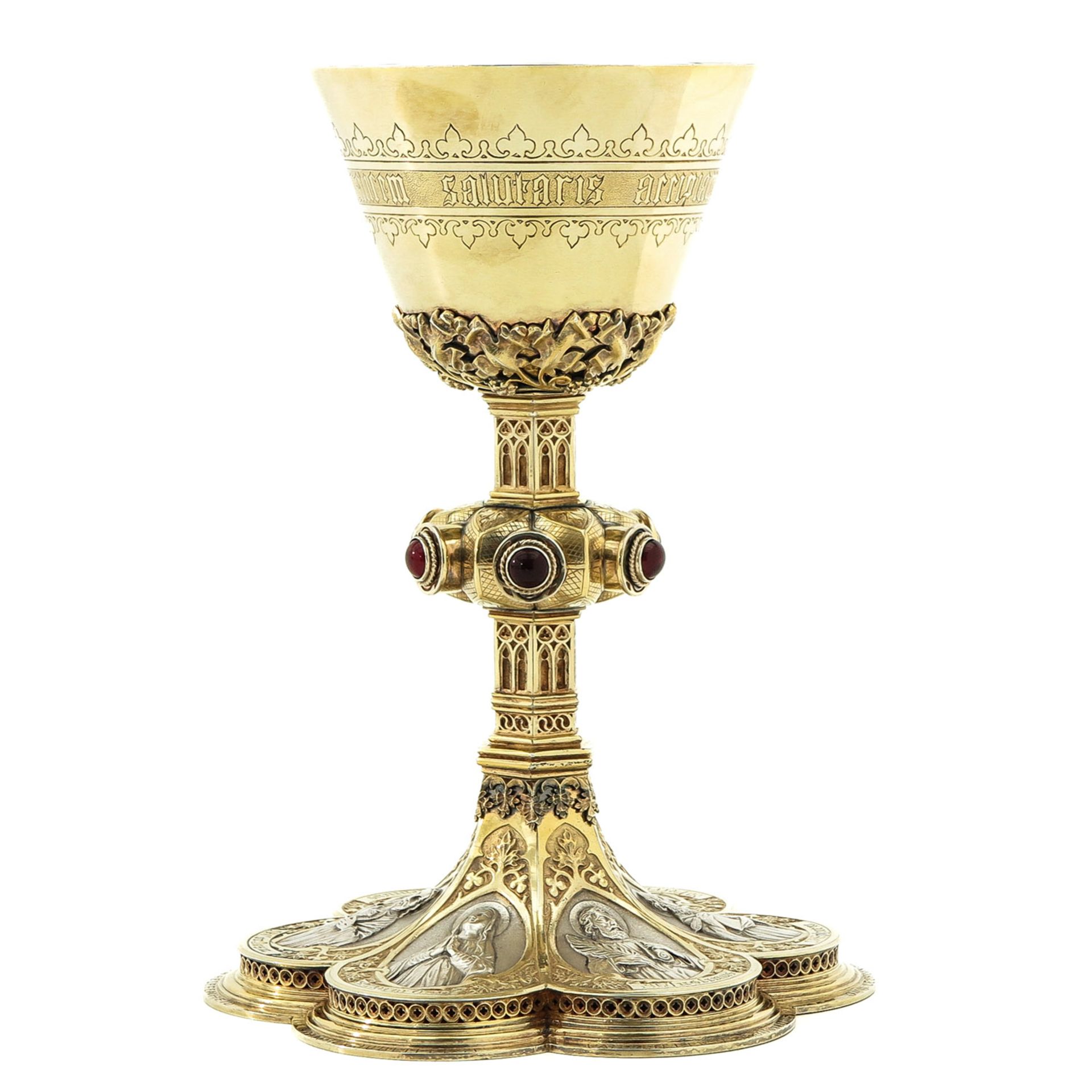 A Gilded Silver Chalice with Paten - Bild 2 aus 10