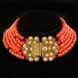 A 6 Strand Red Coral Necklace on 18KG Clasp