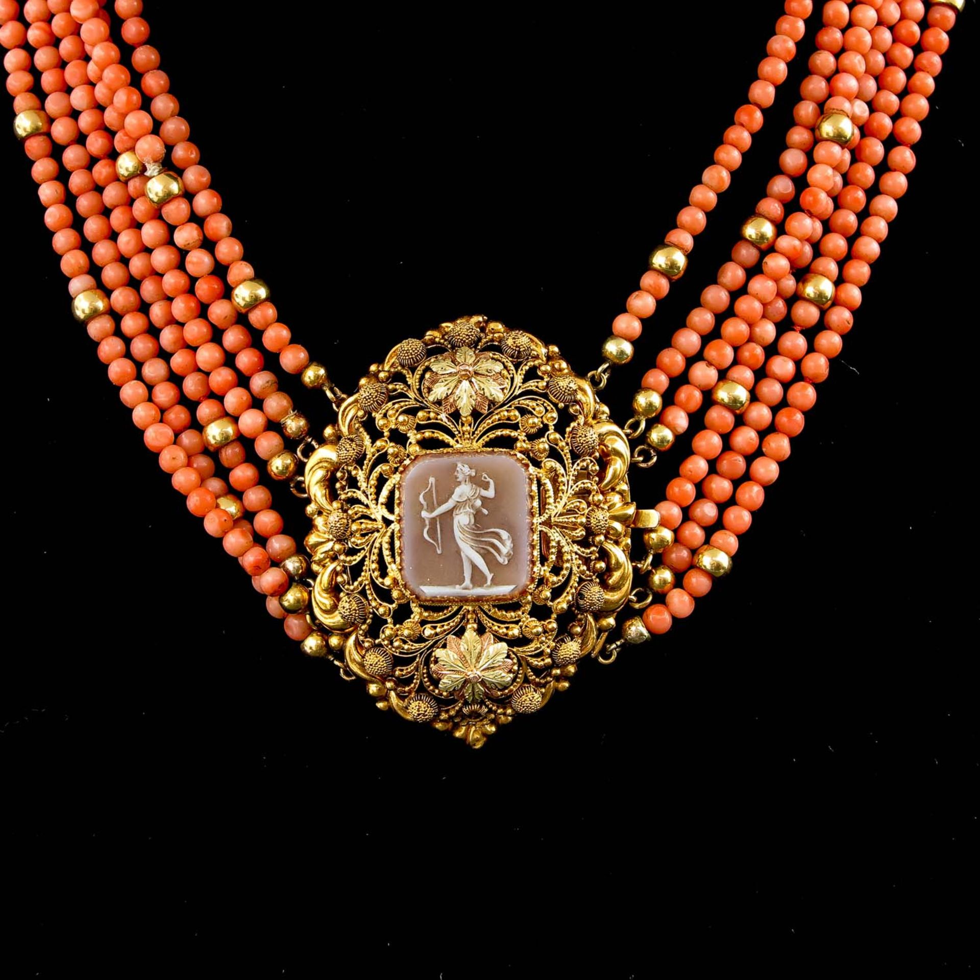 A 6 Strand Coral Necklace - Image 2 of 5