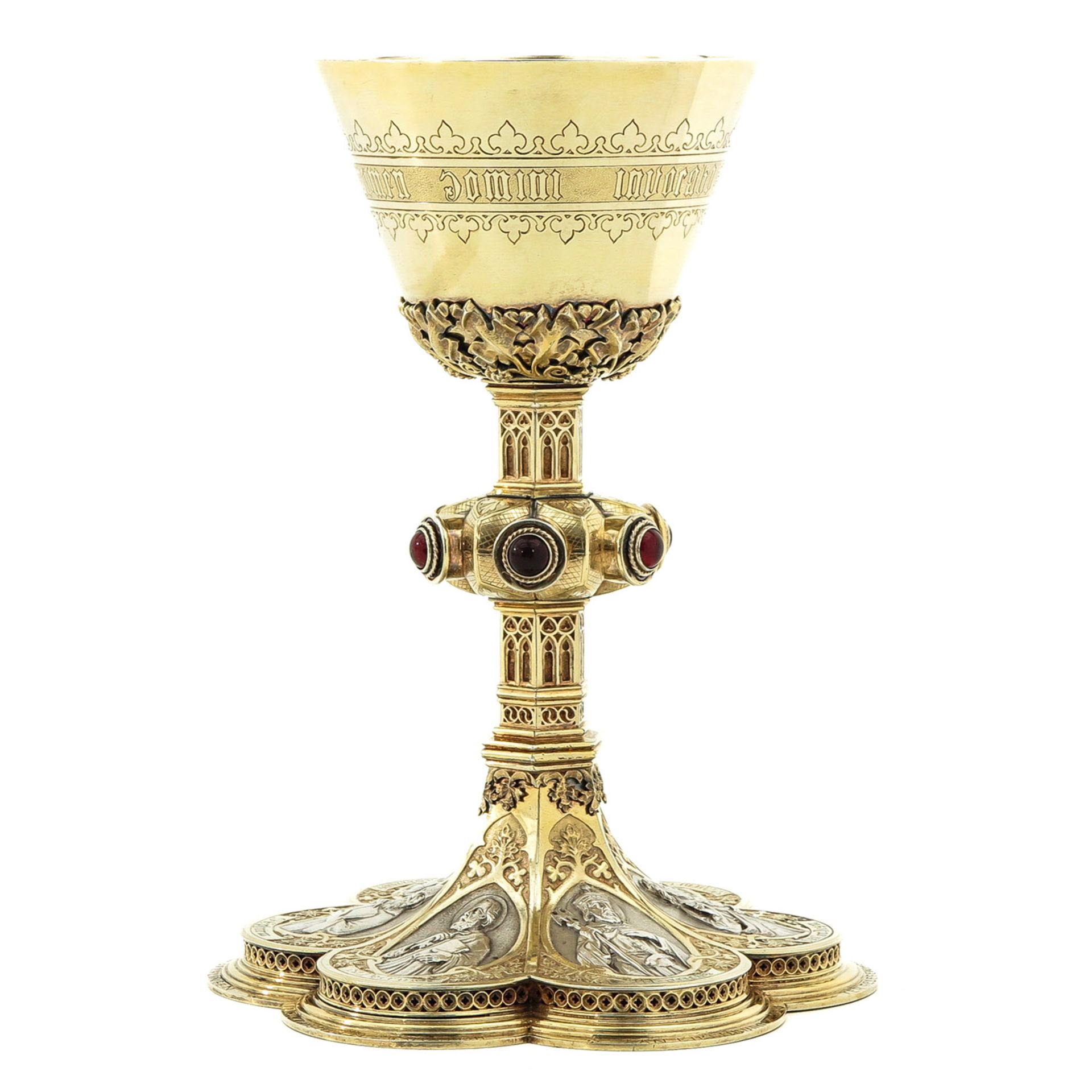 A Gilded Silver Chalice with Paten - Bild 4 aus 10