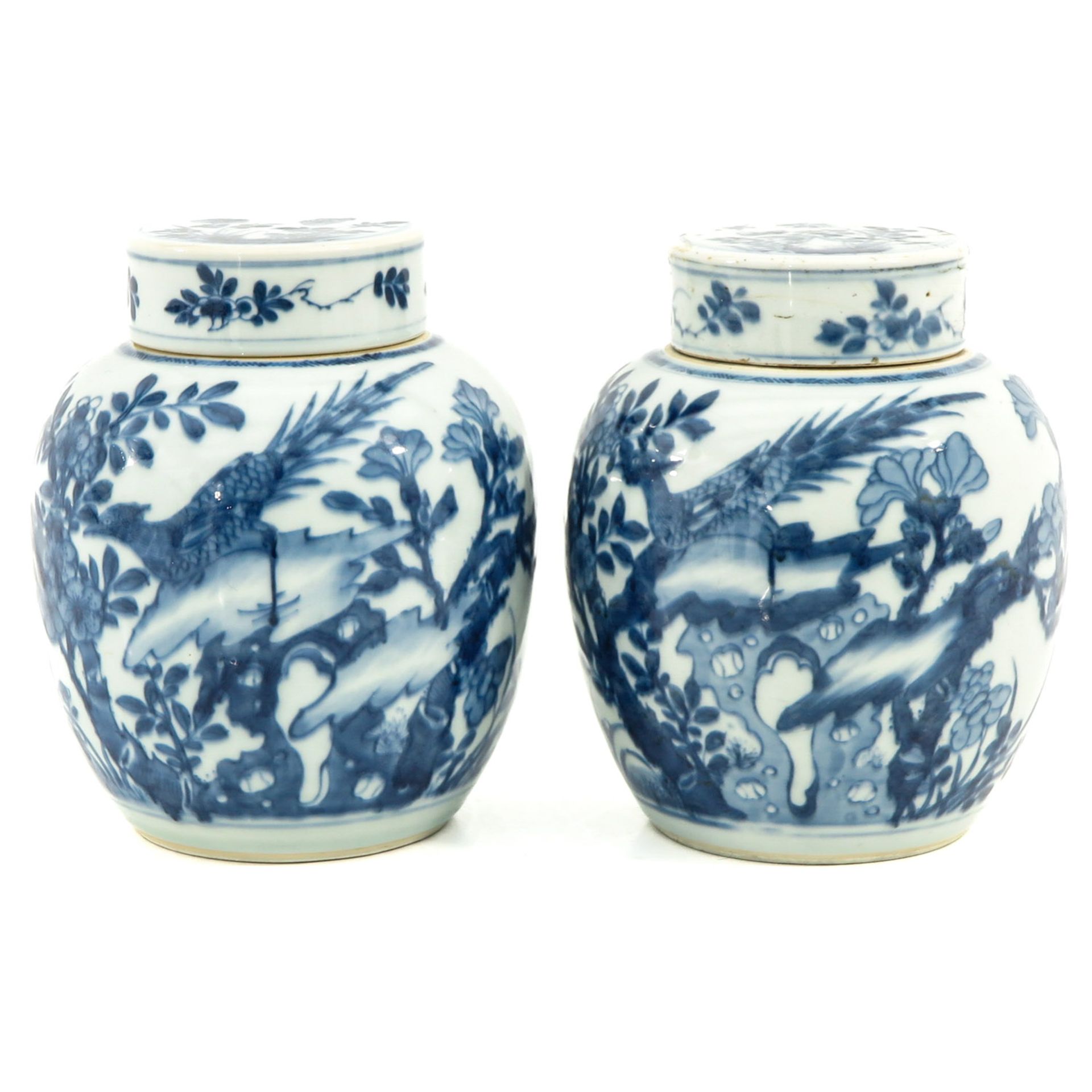 A Pair of Blue and White Ginger Jars