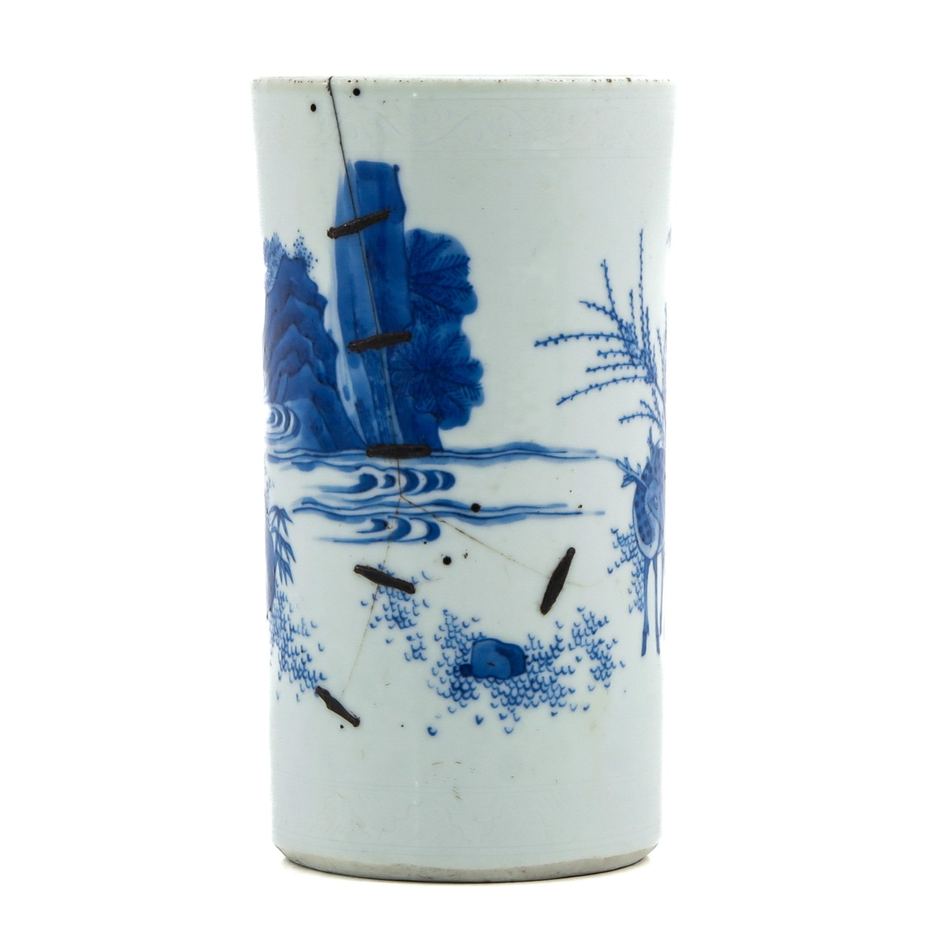 A Blue and White Brush Pot - Image 3 of 9