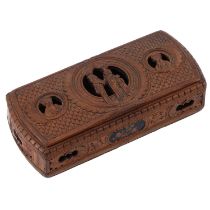 A Carved Wood Tobacco Box