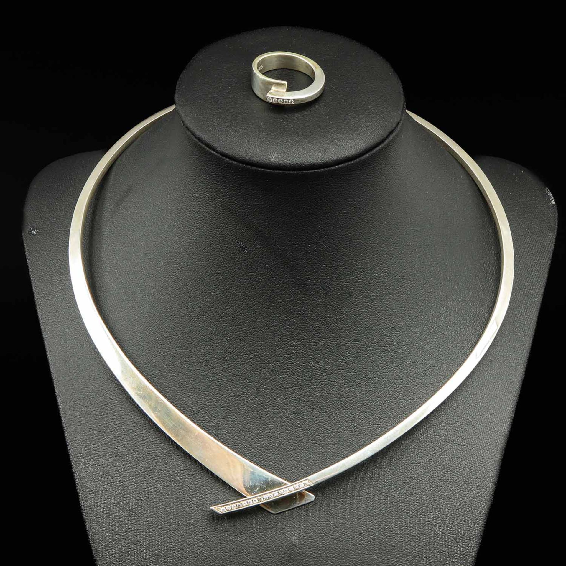 A Nol Silver and Diamond Necklace and Ring