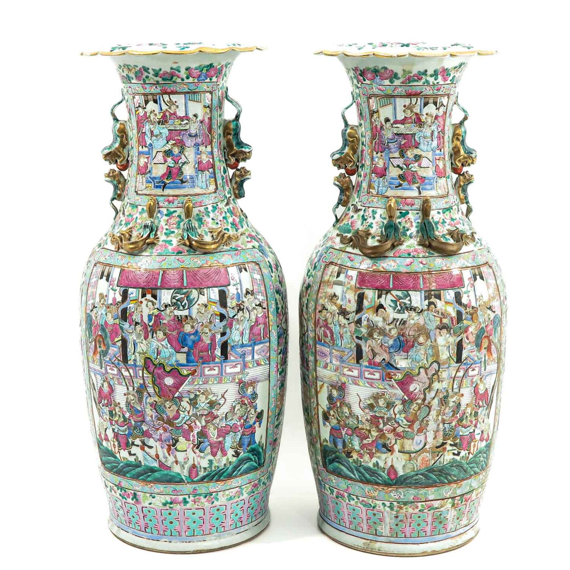 A Pair of Famille Rose Vases