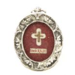 A Silver Relic Holder with Relic of The Holy Cross
