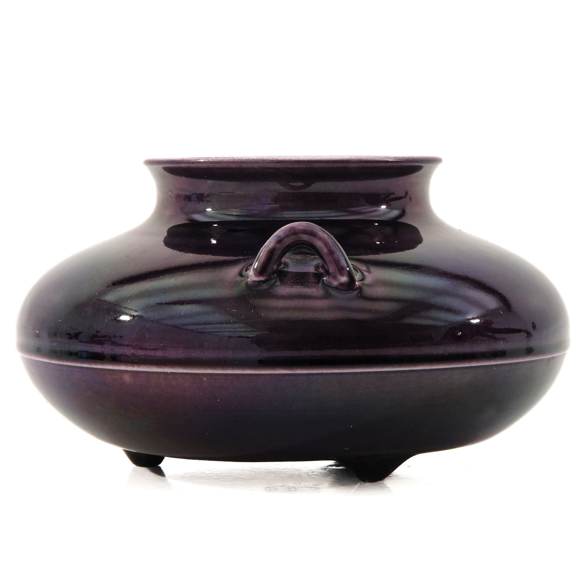 A Purple Glazed Tripod Censer - Image 4 of 9