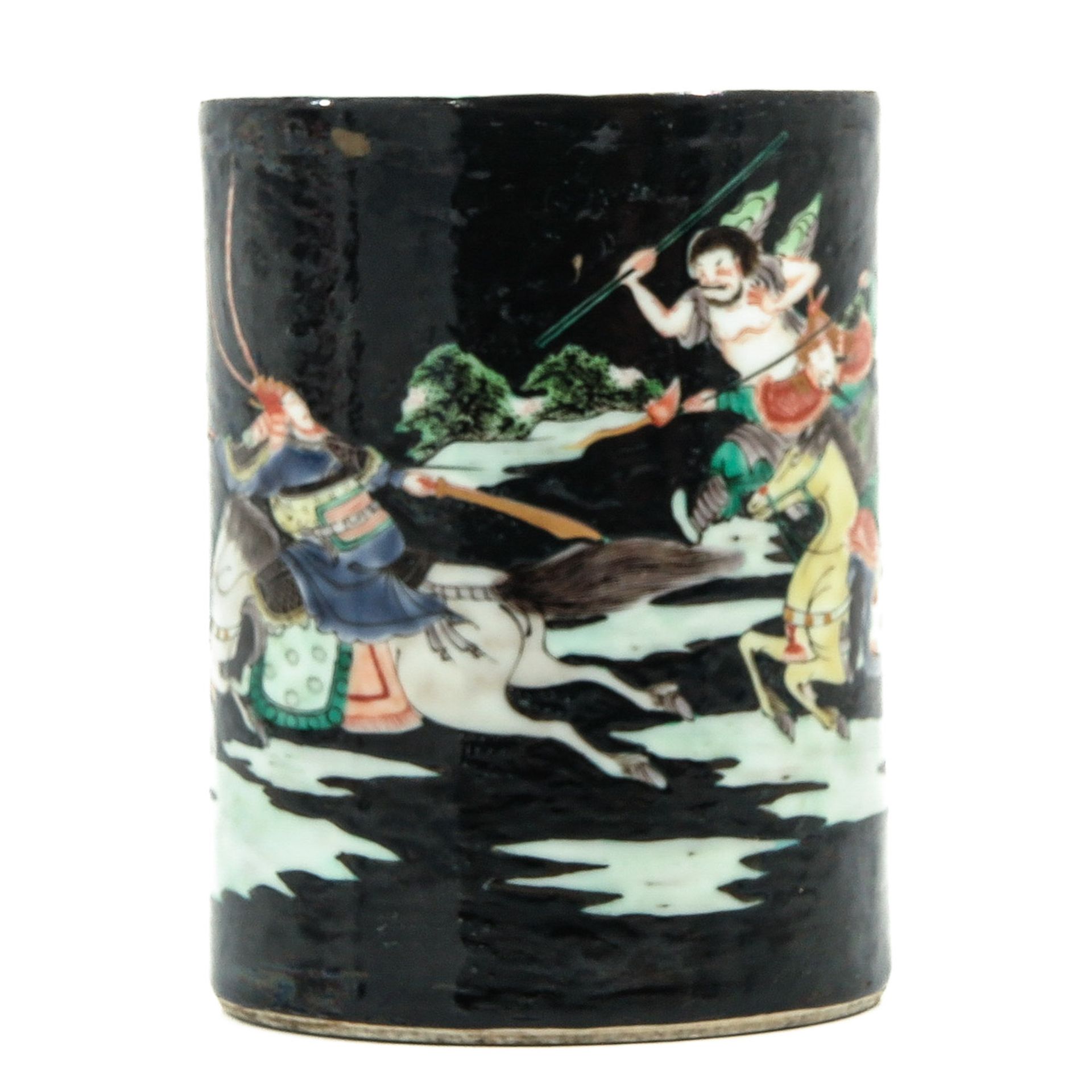 A Famille Noir Brush Pot - Image 4 of 9