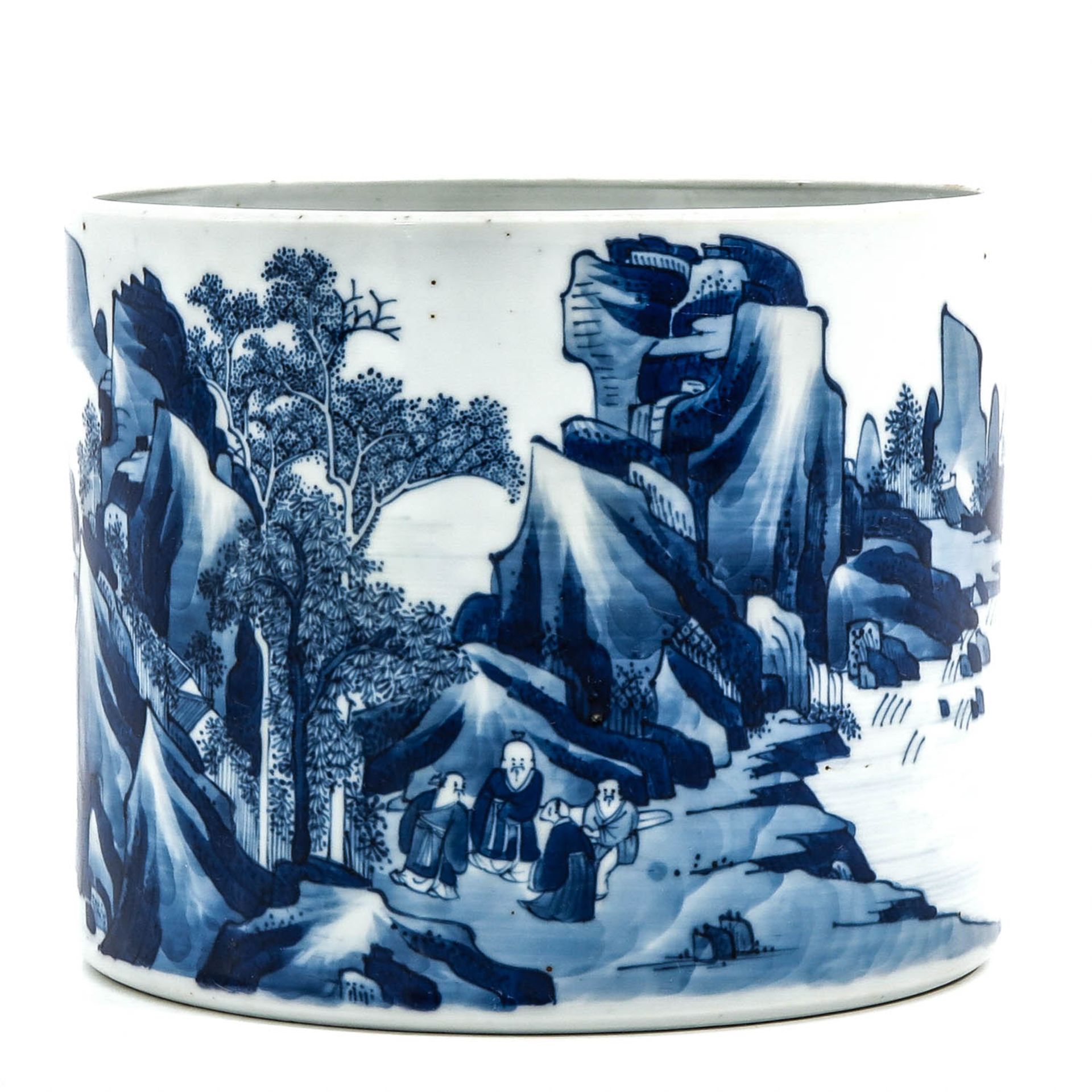 A Blue and White Brush Pot