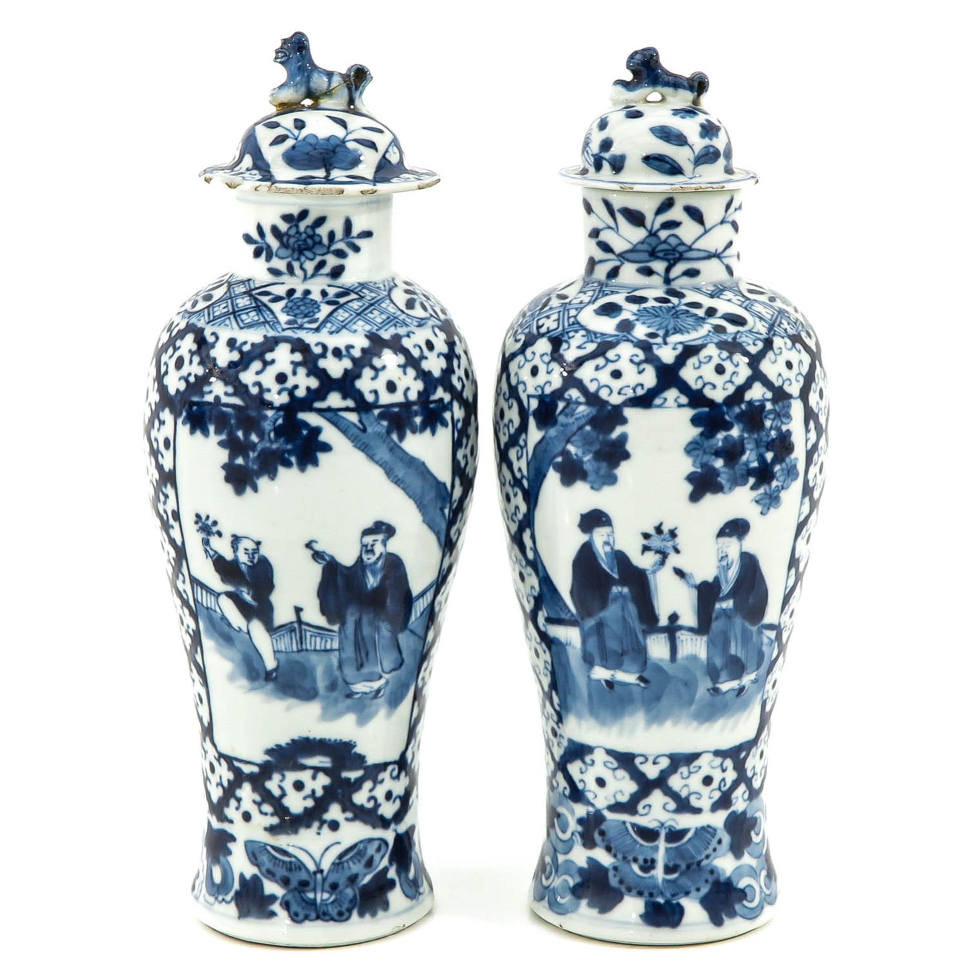 A Pair of Blue and White Garniture Vases