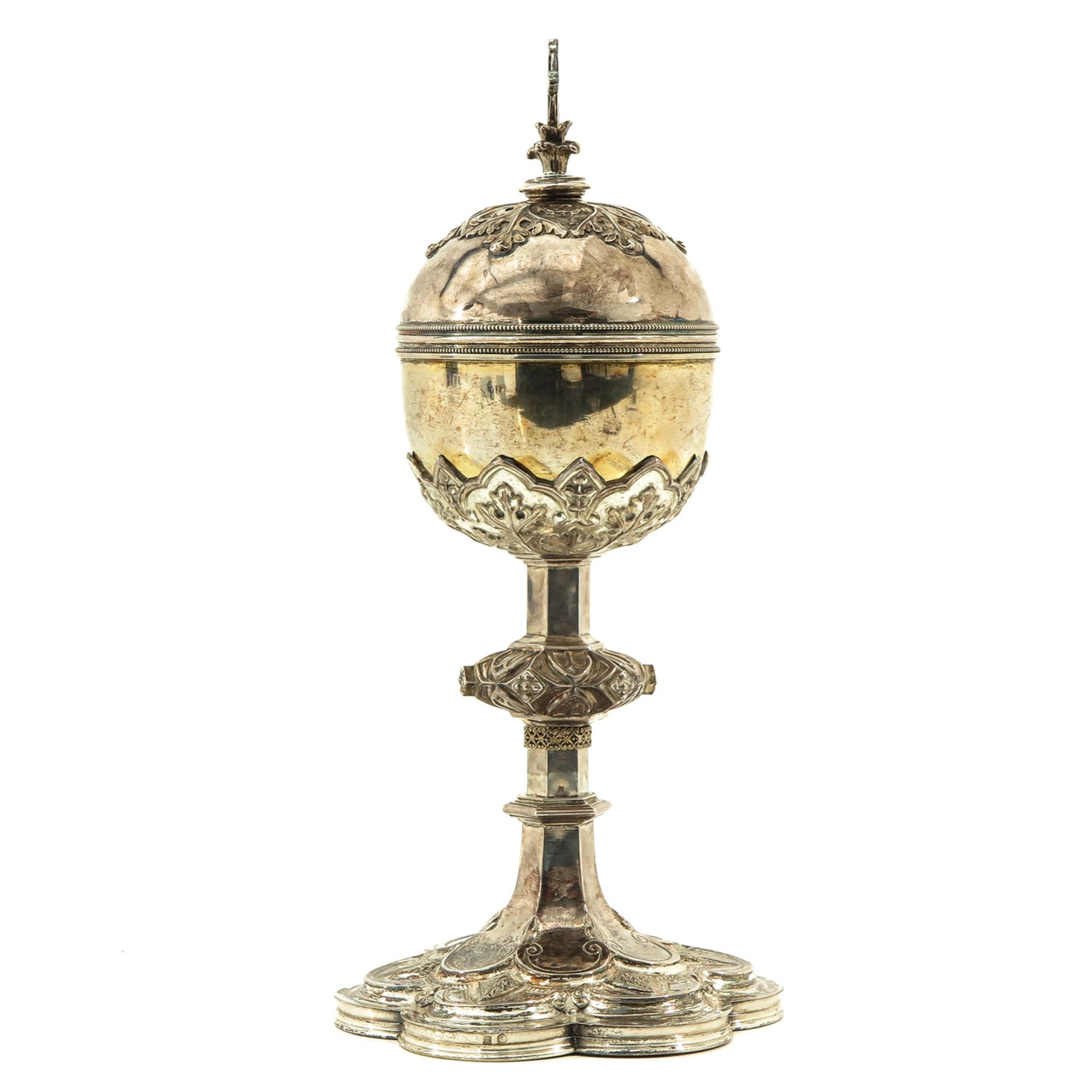 A Silver Neo Gothic Ciborium - Bild 4 aus 10