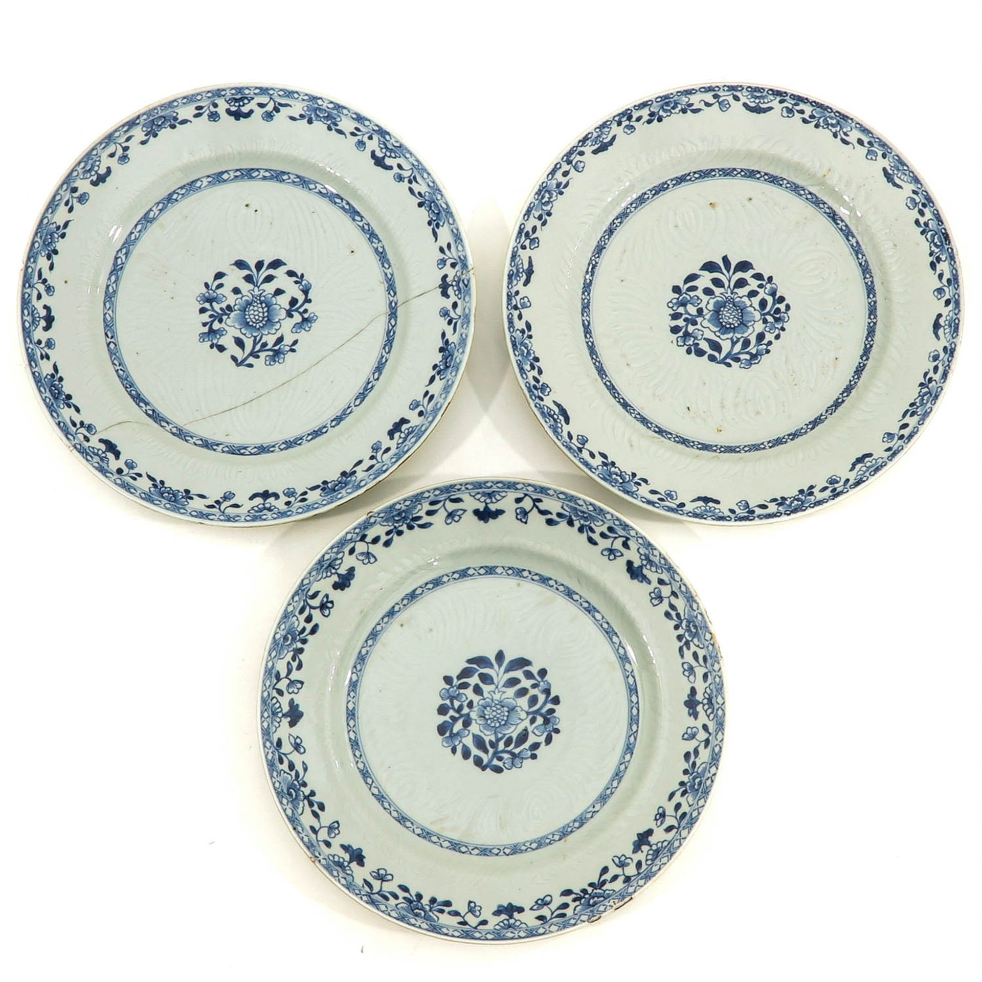 A Series of 3 Blue and White Plates