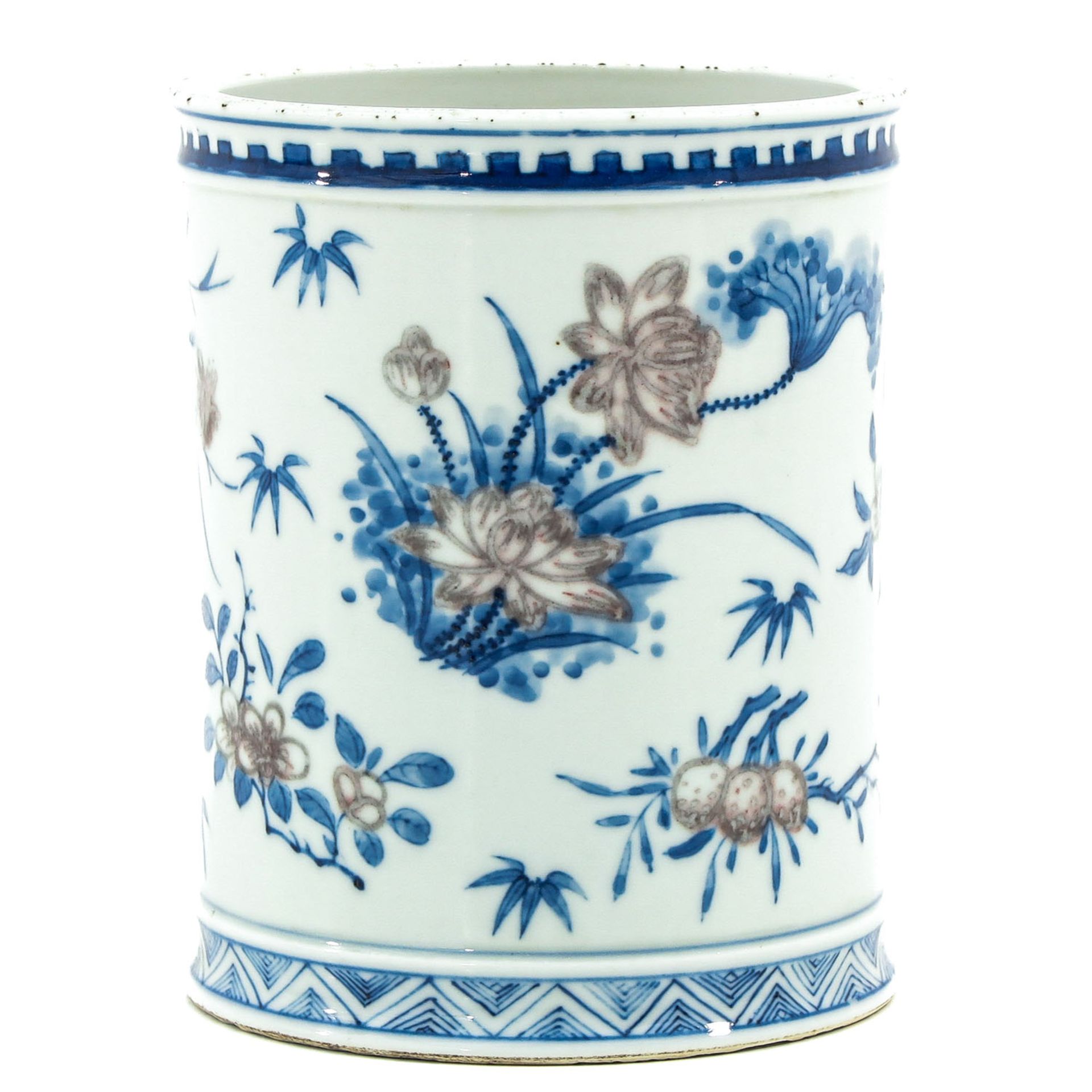 A Blue and White Brush Pot