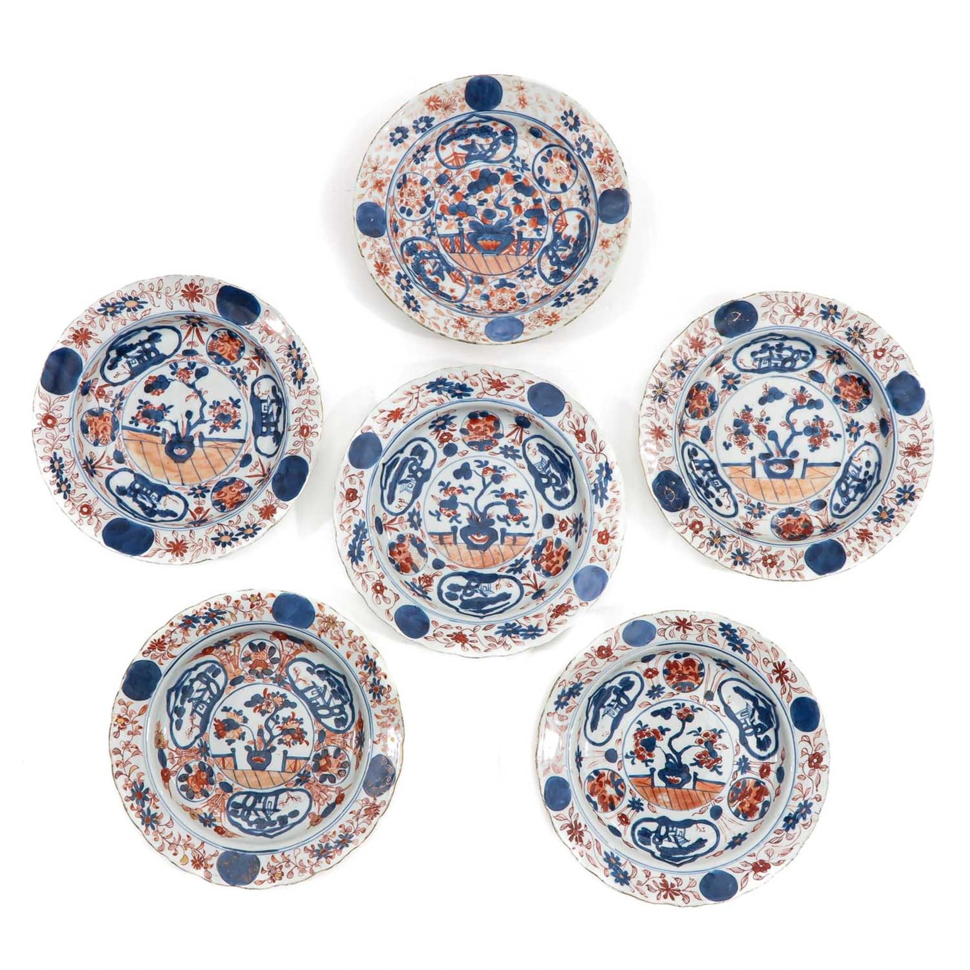 A Series of 6 Polychrome Plates