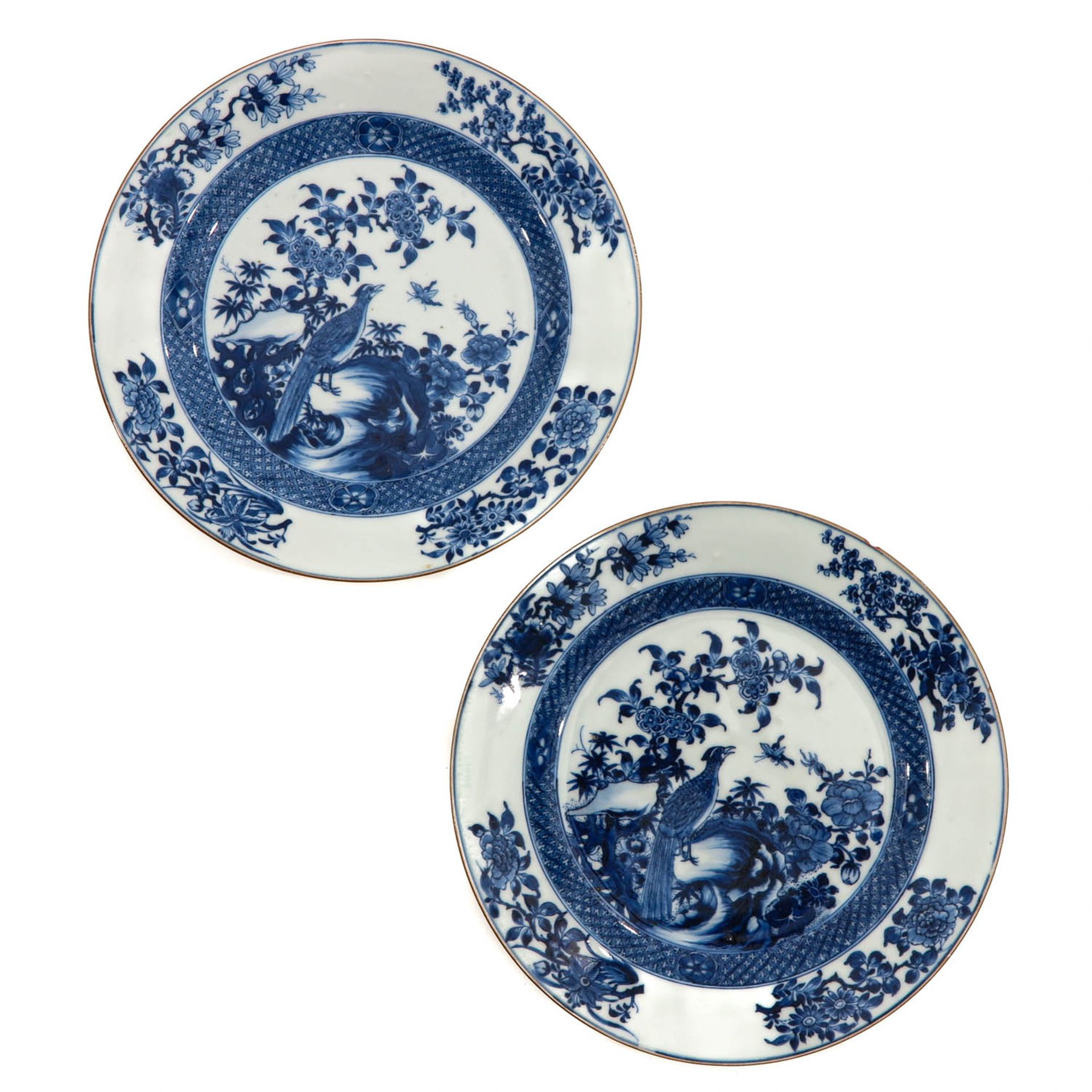 A Pair of Blue and White Plates