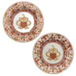 A Pair of Iron Red and Gilt Armorial Plates