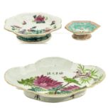 A Collection of 3 Famille Rose Altar Dishes