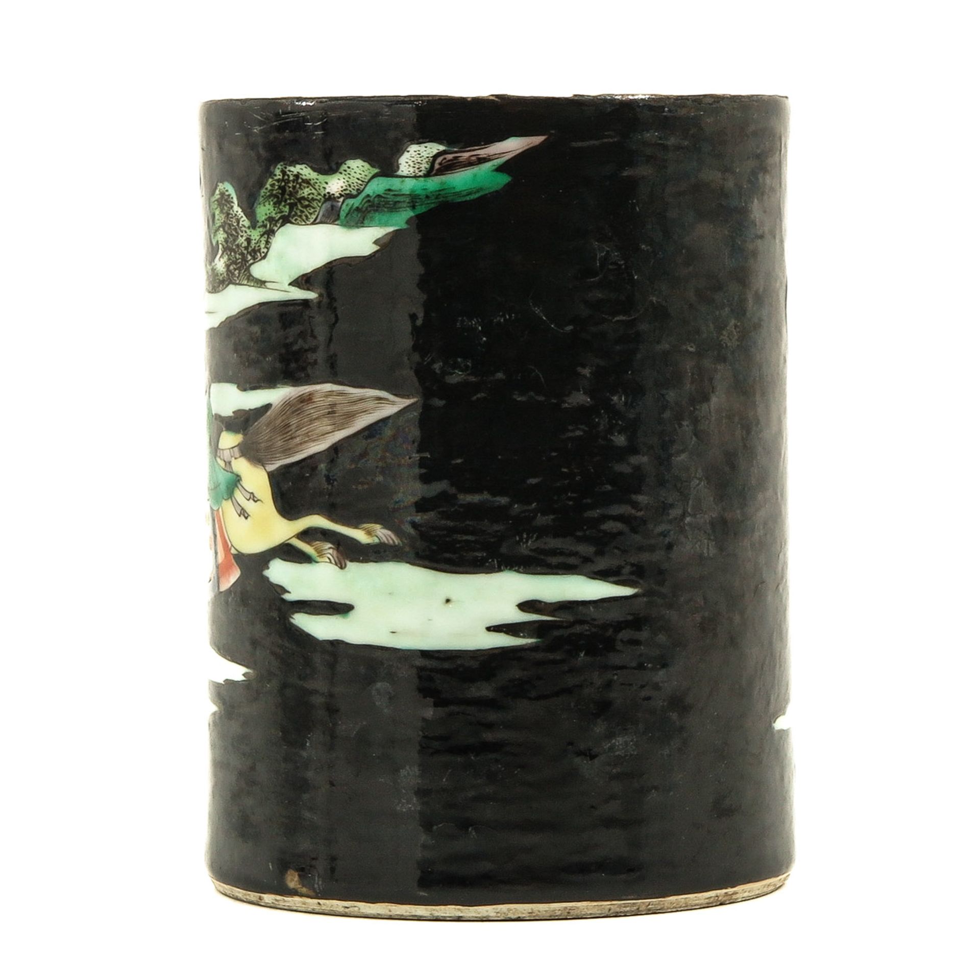 A Famille Noir Brush Pot - Image 2 of 9