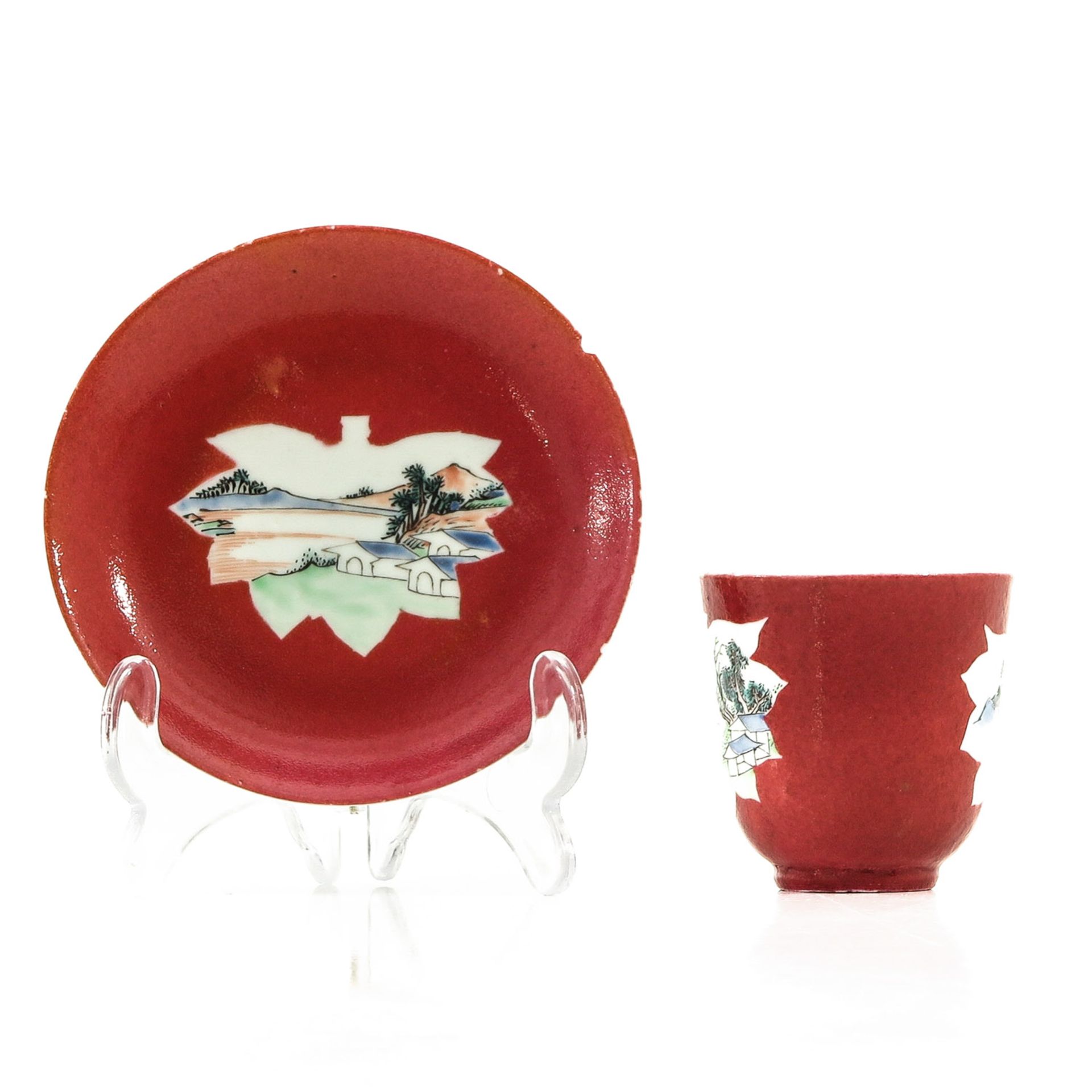 A Ruby Glaze Cup and Saucer - Image 4 of 9