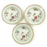 A Series of 3 Famille Rose Plates