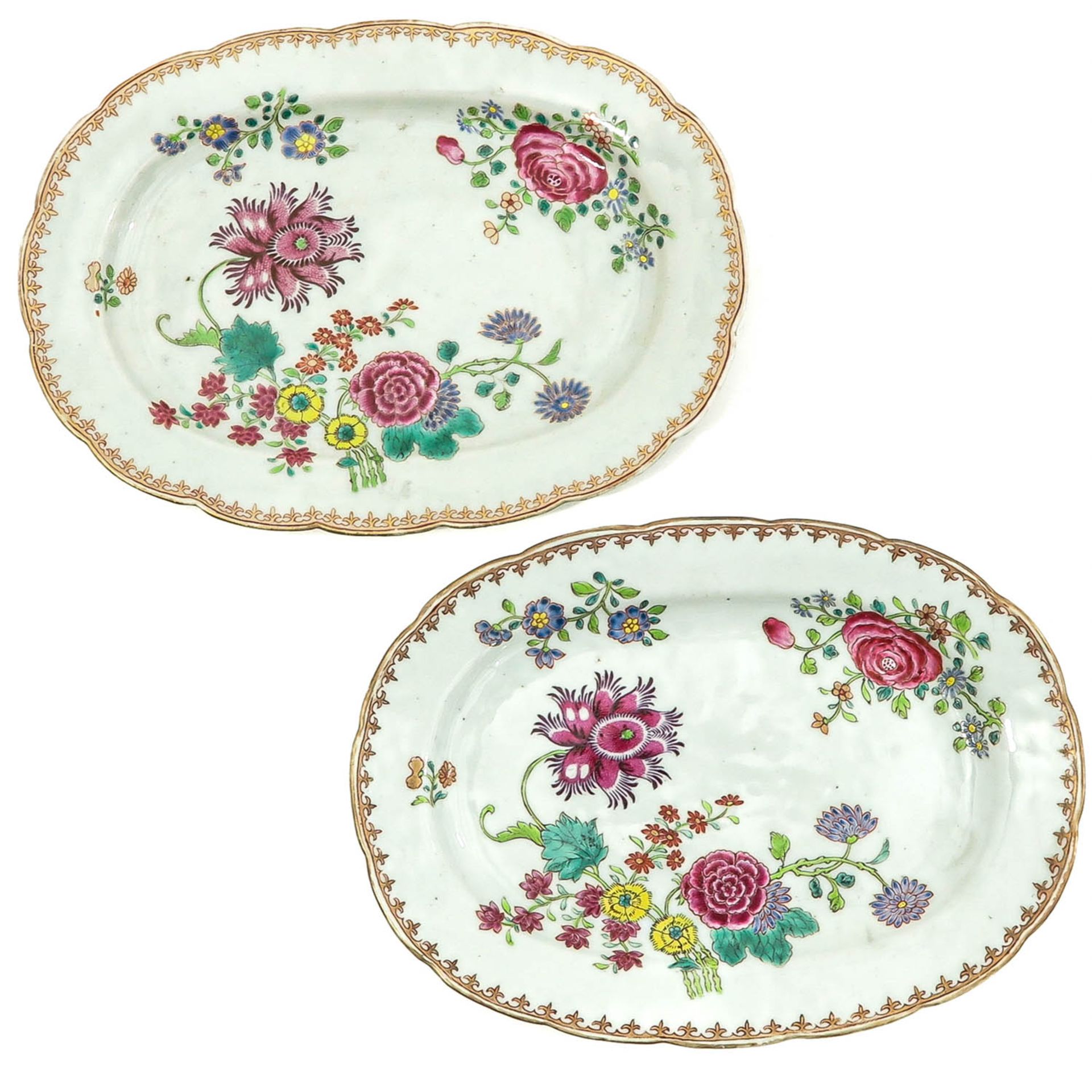 A Pair of Famille Rose Trays