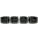 A Collection of 4 LC 2 Casina Corbusier Fauteuils