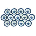 A Series of 13 Blue and White Plates