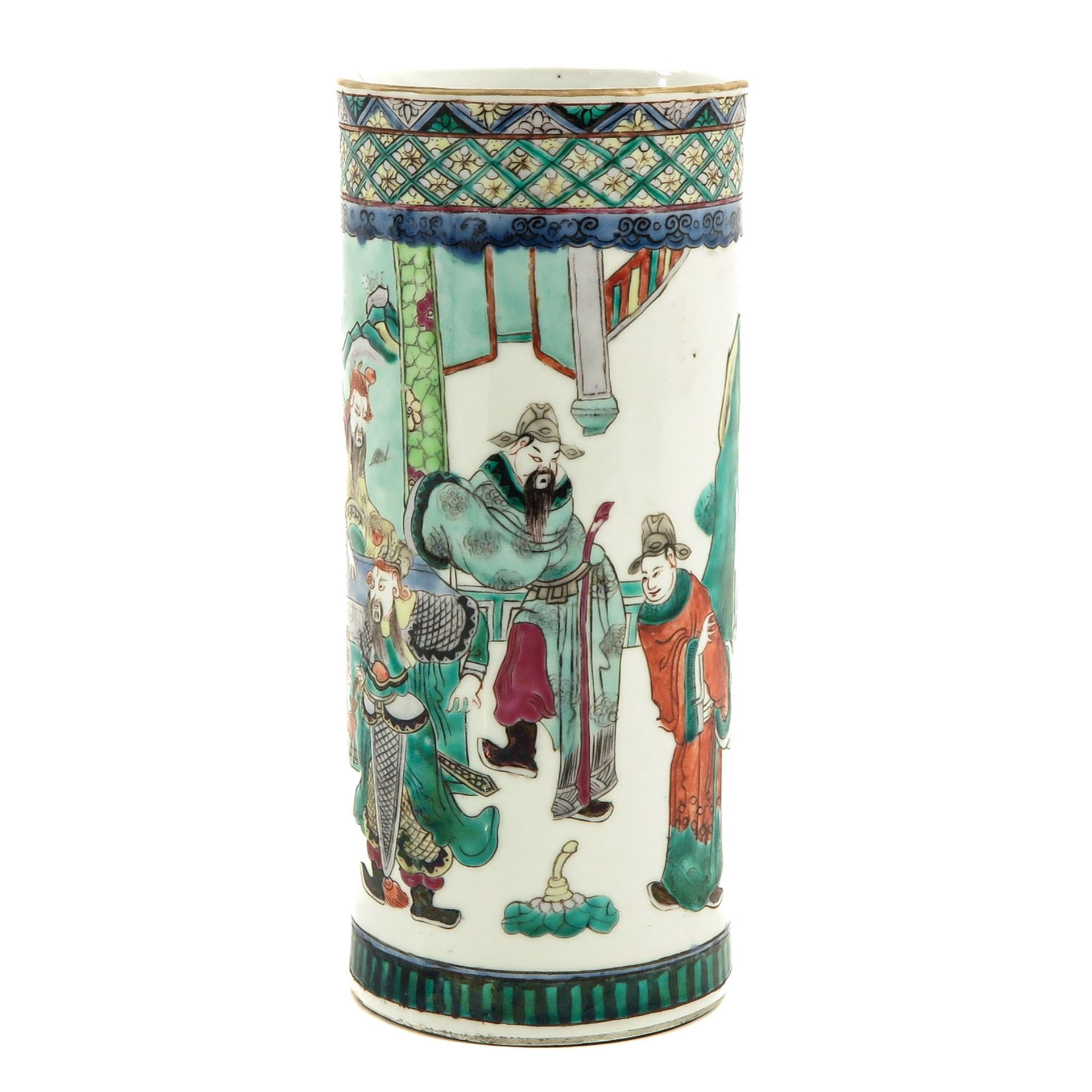 A Famille Verte Brush Pot