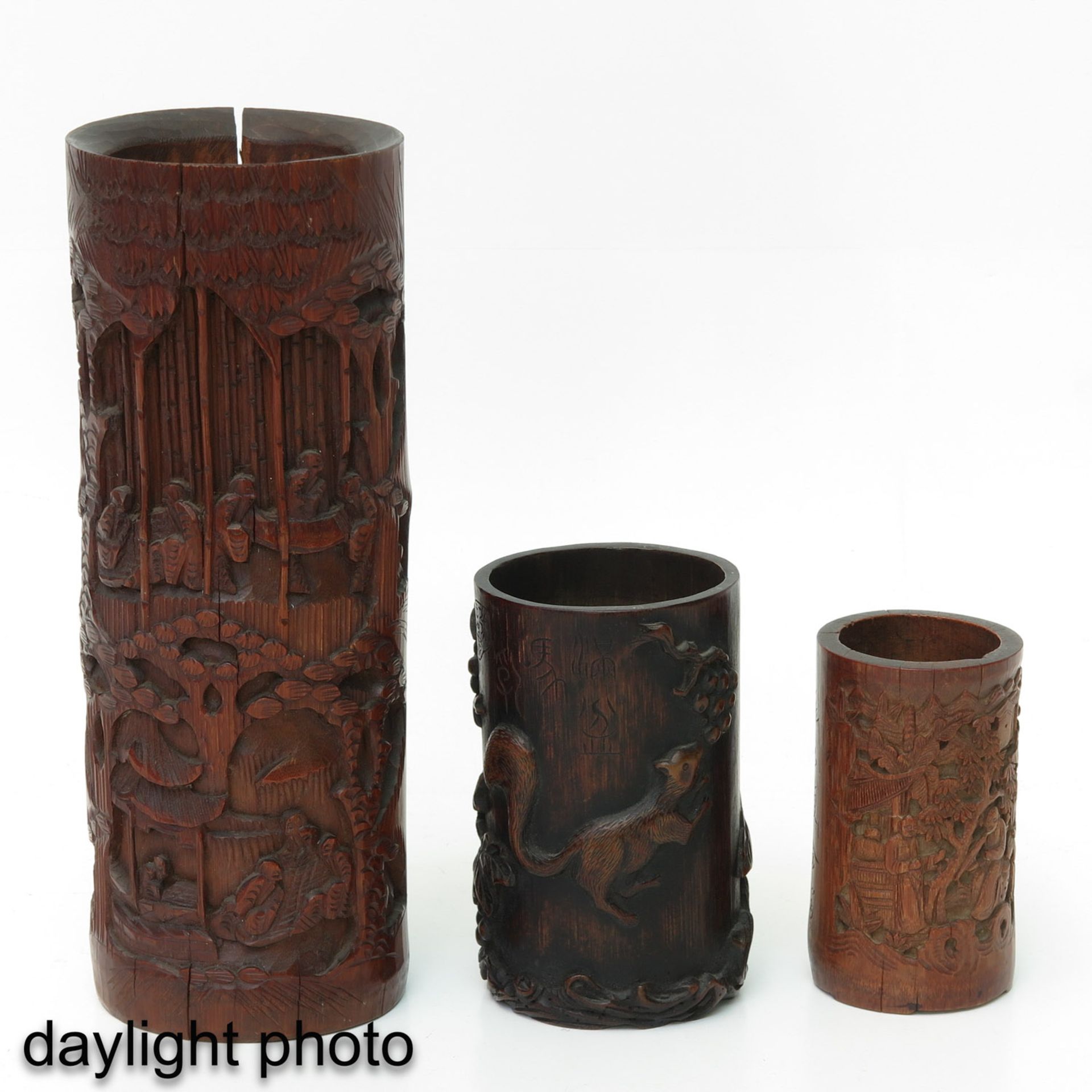 A Collection of 4 Bamboo Brush Pots - Image 7 of 10