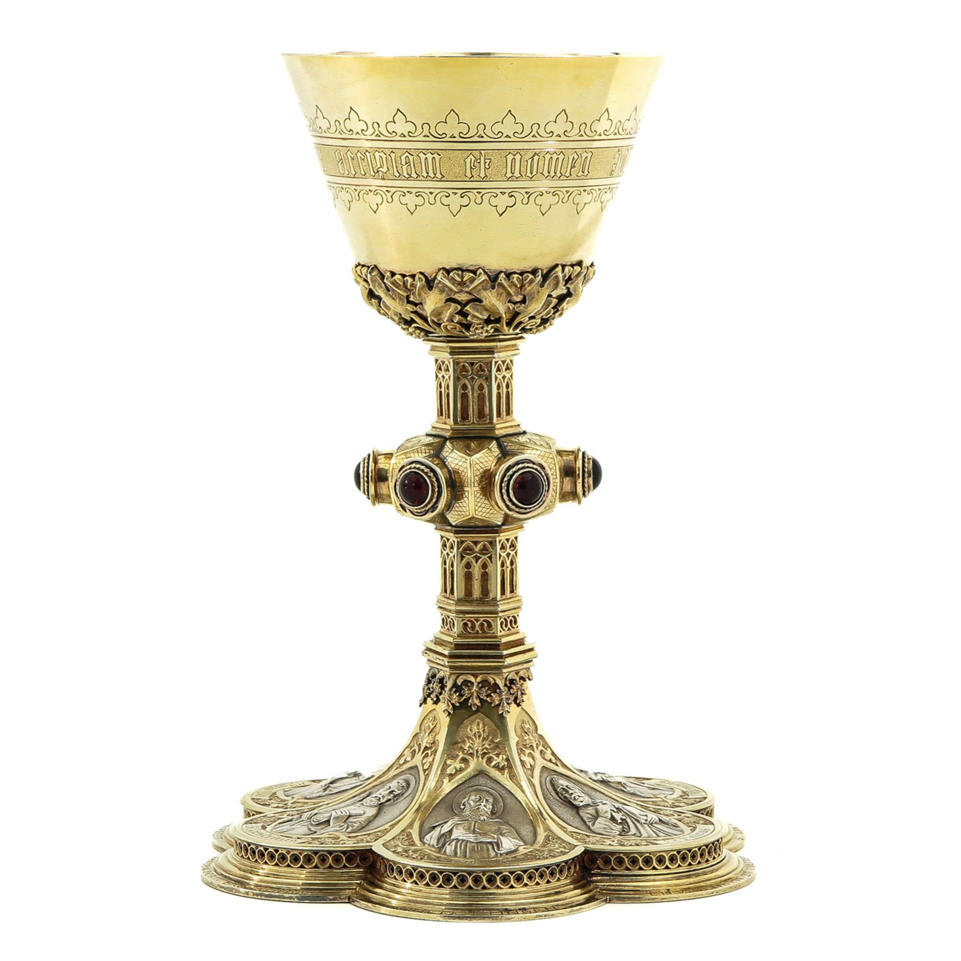 A Gilded Silver Chalice with Paten - Bild 3 aus 10